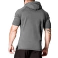 thumbnail image 4 of Men's Loose Pocket Casual Sports Hooded Short-Sleeve T-Shirt Comfortable Soft Fabric Spring & Summer Daily Wear Active Tops,Dark Gray,S, 4 of 5
