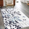 thumbnail image 2 of 4'x6' Area Rugs, Navy Blue Leaves Indoor Outdoor Area Rug for Living Room Bedroom, Summer Botanical Washable Bathroom Rugs Kitchen Floor Carpet Mats Home Decor Aesthetic, 2 of 8