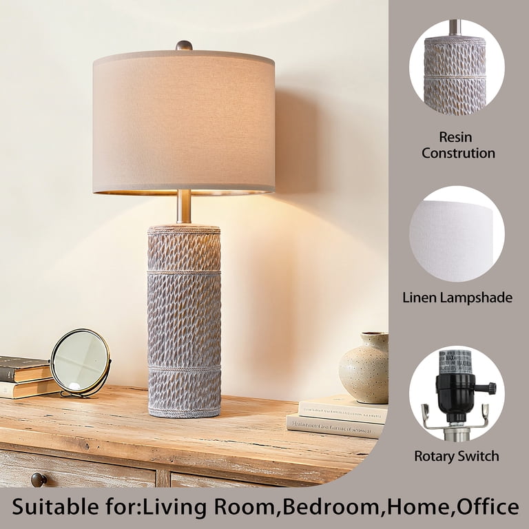 Oneach 25.5" Farmhouse Table Lamp Set of 2, Resin photo 2