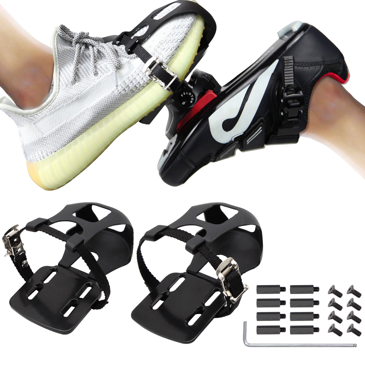 exustar clipless adapter pedal with toe clips
