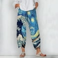 thumbnail image 2 of CLOOCL Women Plus Size Pants Ukiyo-e Kanagawa Surf 3D Printed Ankle Slit Pant Loose Oversize Female Trousers, 2 of 6