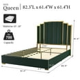 thumbnail image 4 of VanAcc Queen Size Bed Frame and 61" Headboard, Upholstered Bed with Golden Plating Trim, Green, 4 of 8