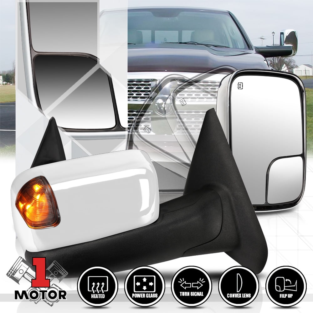 FOR 02-09 DODGE RAM POWER+HEATED+LED SMOKED LIGHT REAR VIEW TOWING MIRROR PAIR