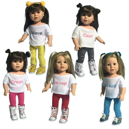 The New York Doll Collection Solid Printed Cropped Top Set of 5 for Dolls- Inspiration T-Shirts for 18 inch Dolls price history on PriceWatchPro