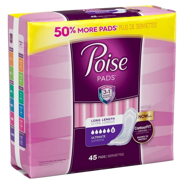 Kimberly Clark 34104 Poise Ultimate Pads, Long, 45/pk, 2 pk/cs