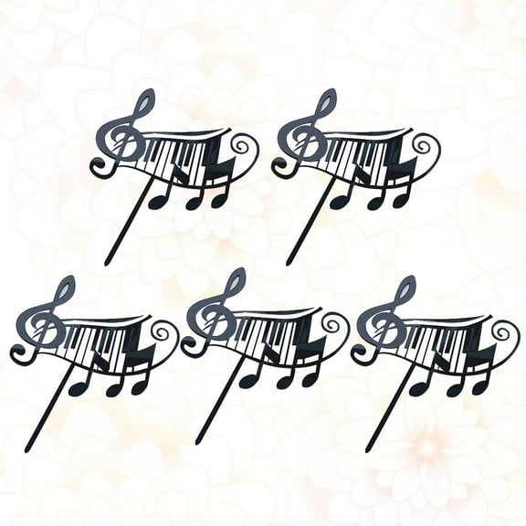 COSMOBETTY Note Music Shape Cake Toppers Black Paper 5Pcs