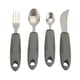 thumbnail image 4 of Utensilios adaptables para personas mayores, cuchillo, tenedor, cucharas, mangos anchos ponderados, color gris, fácil agarre, 4 Uds., 4 of 8