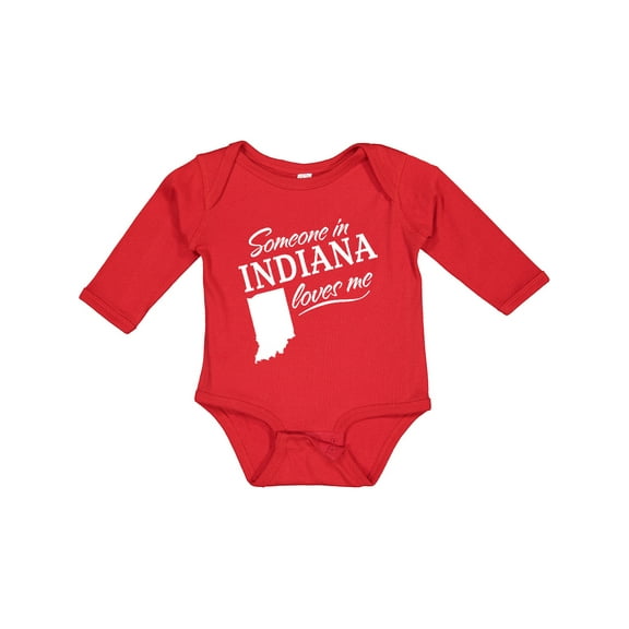 Inktastic Someone in Indiana Loves Me Boys or Girls Long Sleeve Baby Bodysuit