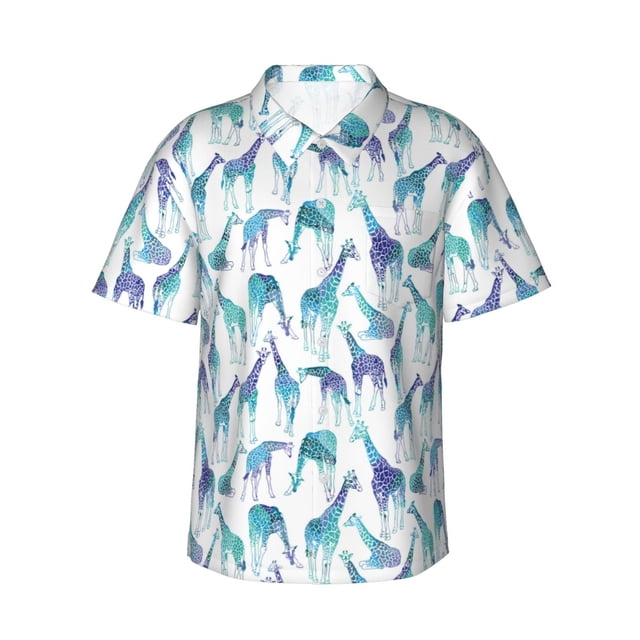 Balery Cool Giraffe Camisas hawaianas de manga corta para hombre, camisas playeras de corte holgado, camisas de vacaciones con botones,Medium