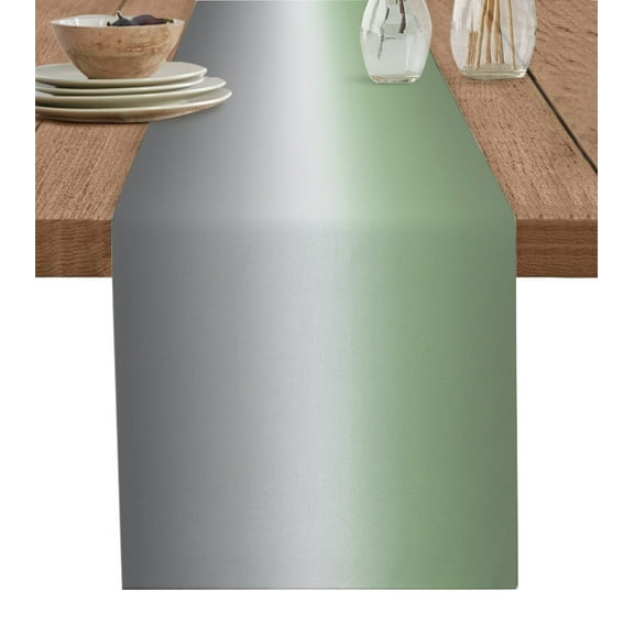 Table Runner 36 Inches Long for Kitchen Dining, Sage Green Grey Ombre Dresser Scarf Farmhouse, Dining Table Decorations for Wedding/Parties, Modern Ombre Abstract Art 13 x 36 In