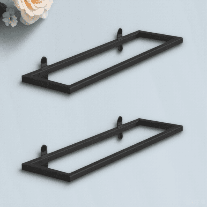 EXHUMKY 2pcs Wall Mounted Iron Wine Rack Black Simple Storage Display Holder