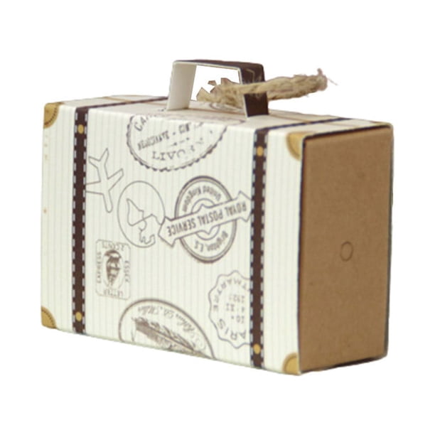Bearachild Mini maleta de viaje de 50 piezas, cajas de dulces, contenedor de papel clásico, caja de regalo de cumpleaños, caja de decoración de Almacenamiento y organización del hogar