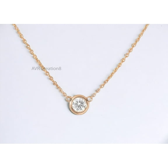 Bezel Set Dainty Diamond Pendant Necklace for Women, Handmade 925 Sterling Silver Daily Wear Jewelry Gift