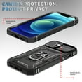 thumbnail image 4 of Military Grade Drop Impact for iPhone 15 Plus Camera Lens Slide Protection Case 360 Metal Rotating Ring Kickstand Holder Armor Shockproof Case For iPhone 15 Plus, Black, 4 of 11