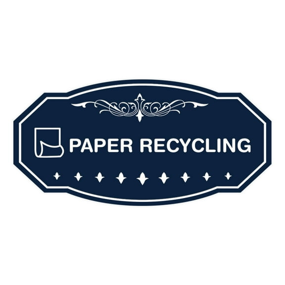 Signs ByLITA Victorian Paper Recycling Sign (Navy Blue / White) - Large