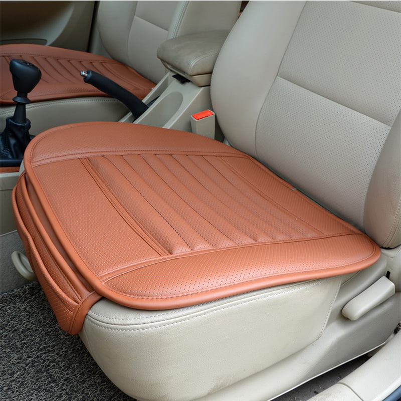 Car Front Seat Cushion, Breathable PU Leather Bamboo Charcoal Car Interior  Seat Cover Cushion Pad for Auto Supplies Office Chair PU Leather Car Seat 