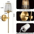 thumbnail image 4 of Set of 2 Crystal Battery Powered Wall Sconces, 10000mAh Golden USB Rechargeable, 12 Colors Dimmable, Remote Control, LED Wall Lamp for Bedroom & Living Room, 4 of 12