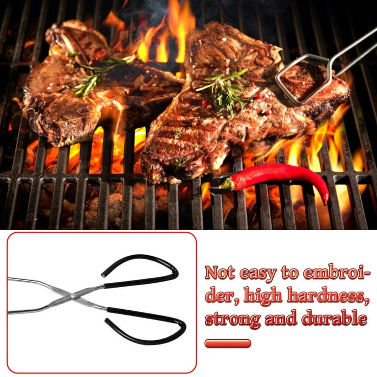 BBQ Tongs for Grilling, 17 Long Kitchen Cooking Stainless Steel Heavy Duty  Locking Grill Tongs with Soft Grip Silicone Handle