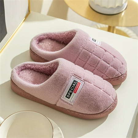 

〖Yilirongyumm〗 Purple 37 Slippers For Women Couple Women s Winter Indoor Home Plus Velvet Warm Thick Bottom Non Slip Cotton Slippers