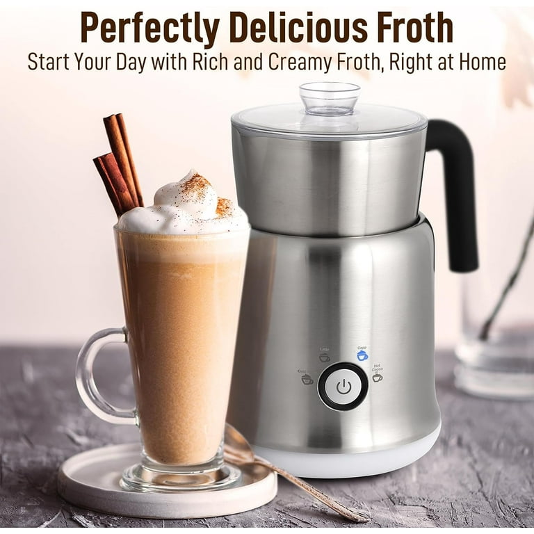 Zulay Kitchen Hot Chocolate Machine Hot & Cold Foam Maker 4-in-1 Milk  Frother Stainless Steel