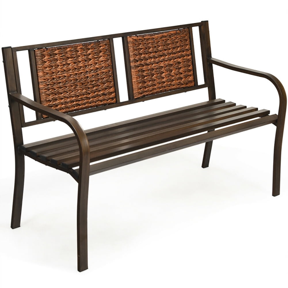 Aimee Lii Patio Garden Bench with Powder Coated Steel Frame, Outdoor Patio Furniture Aimee Lii Patio Garden Bench with Powder Coated Steel Frame, Outdoor Patio Furniture