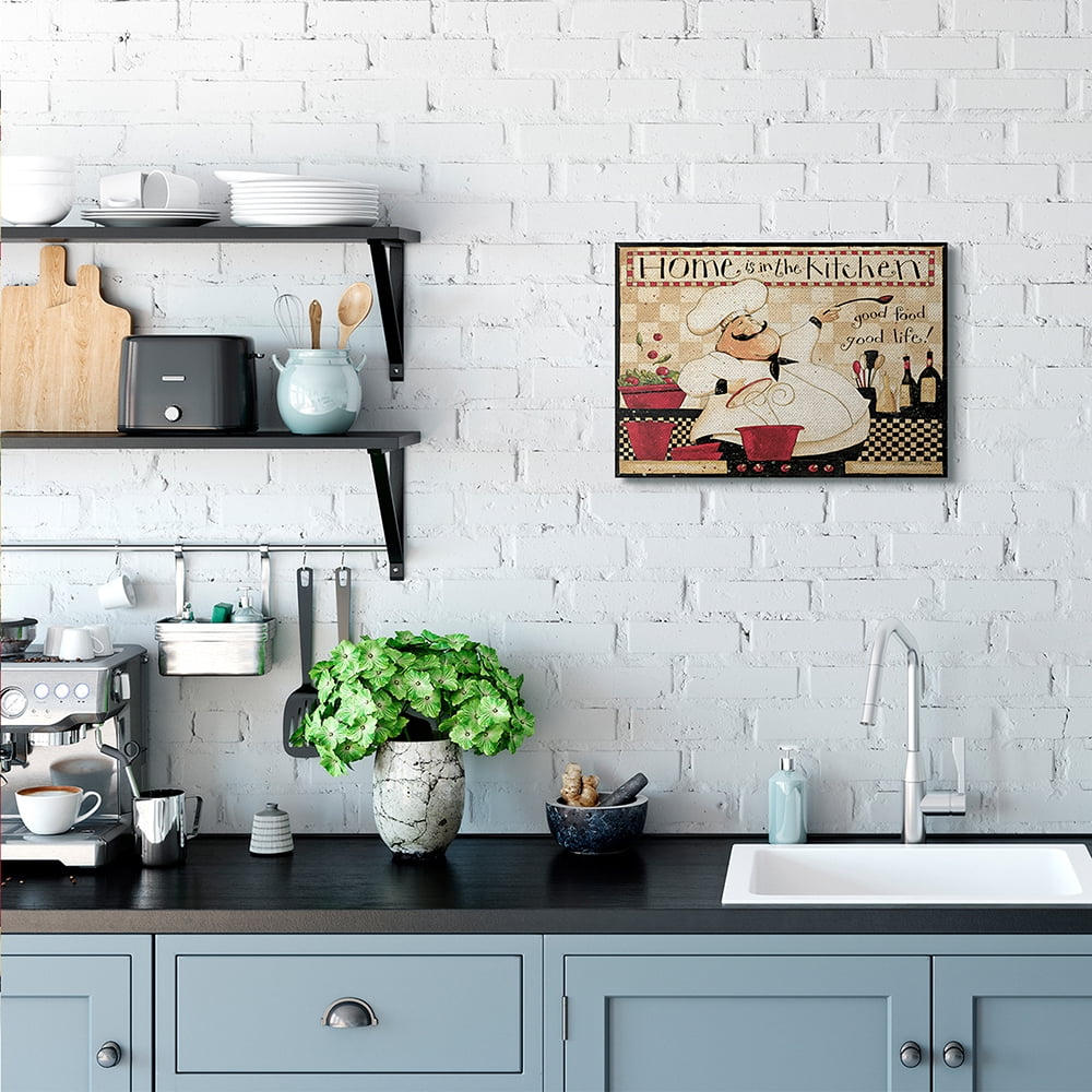 Stupell Industries Home is the Kitchen Phrase Charming Vintage Chef Canvas Wall Art by Dan DiPaolo