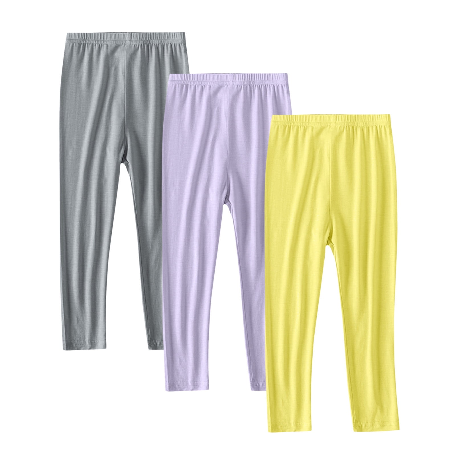YUNAFFT Girls Thin Stretchy Leggings 3-Pack Comfy Everyday Style
