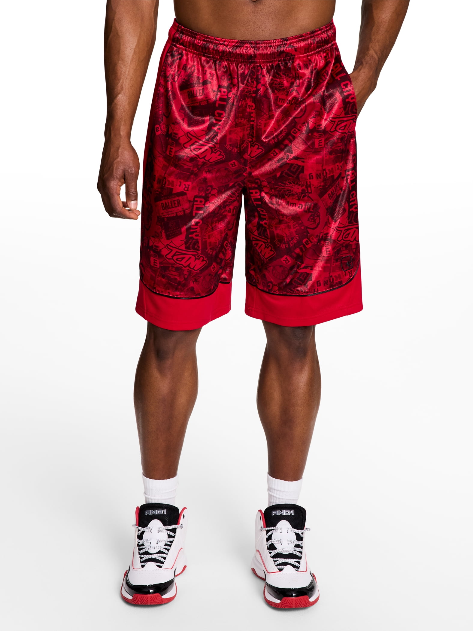 AND1 Men's & Big Men's All Court Printed Pattern Short, 11" Inseam, Sizes XS-5XL