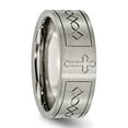 thumbnail image 5 of Titanium Christian Ring for Men with Cross and Ichthys Fish Symbol, Brushed Religious Band, Spiritual Faith Jewelry, Modern Style Wedding or Baptism Accessory, 5 of 8