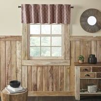 VHC Brands Custom House Burgundy & Tan Jacquard Valance 18x60, Window Treatment, Bedroom, Living Room, Dining Room, and Kitchen Decor, Cotton, Custom House Collection, 18x60, Natural