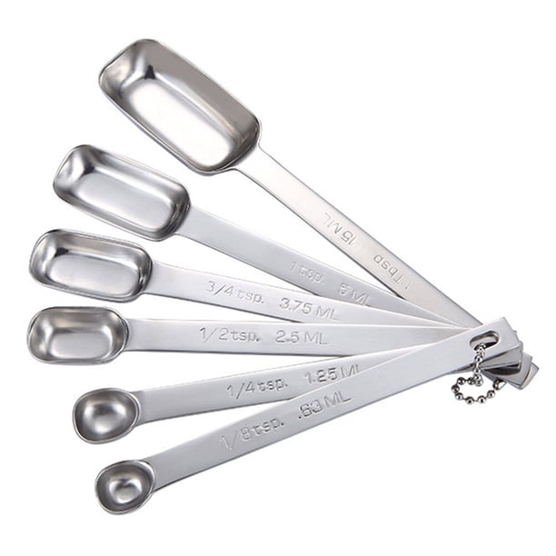 EeaseMX 6 cucharas medidoras de acero inoxidable apilables, cucharadita y cucharada para medir