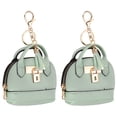 thumbnail image 1 of Llavero de mini bolsa Uxcell, 2 piezas de llavero de monedero lindo de cuero PU, verde claro, 1 of 7