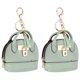 thumbnail image 1 of Llavero de mini bolsa Uxcell, 2 piezas de llavero de monedero lindo de cuero PU, verde claro, 1 of 7