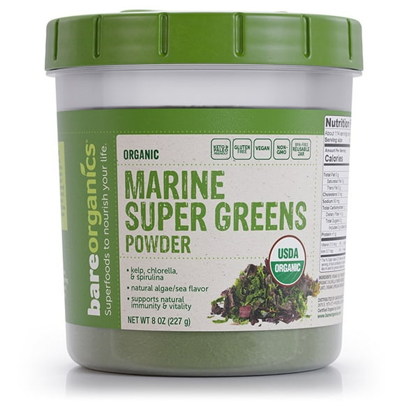 BareOrganics Organic Marine Super Greens Powder 8 oz Pwdr