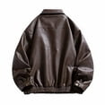 thumbnail image 7 of YueHuiYing Men's Lapel Leather Jacket Solid Color With Zipper Pockets Stylish Long Sleeve Biker Coat Casual Outwear Jackets, 7 of 7
