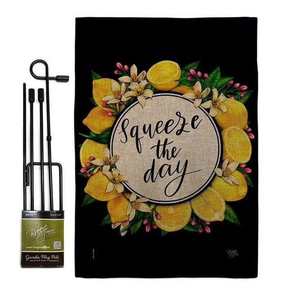 Breeze Decor GS120263-DB Squeeze the Day Food Fruit 13 x 18.5. in. Double-Sided Decorative Vertical House Garden Flag Set for Decoration Banner Yard Gift