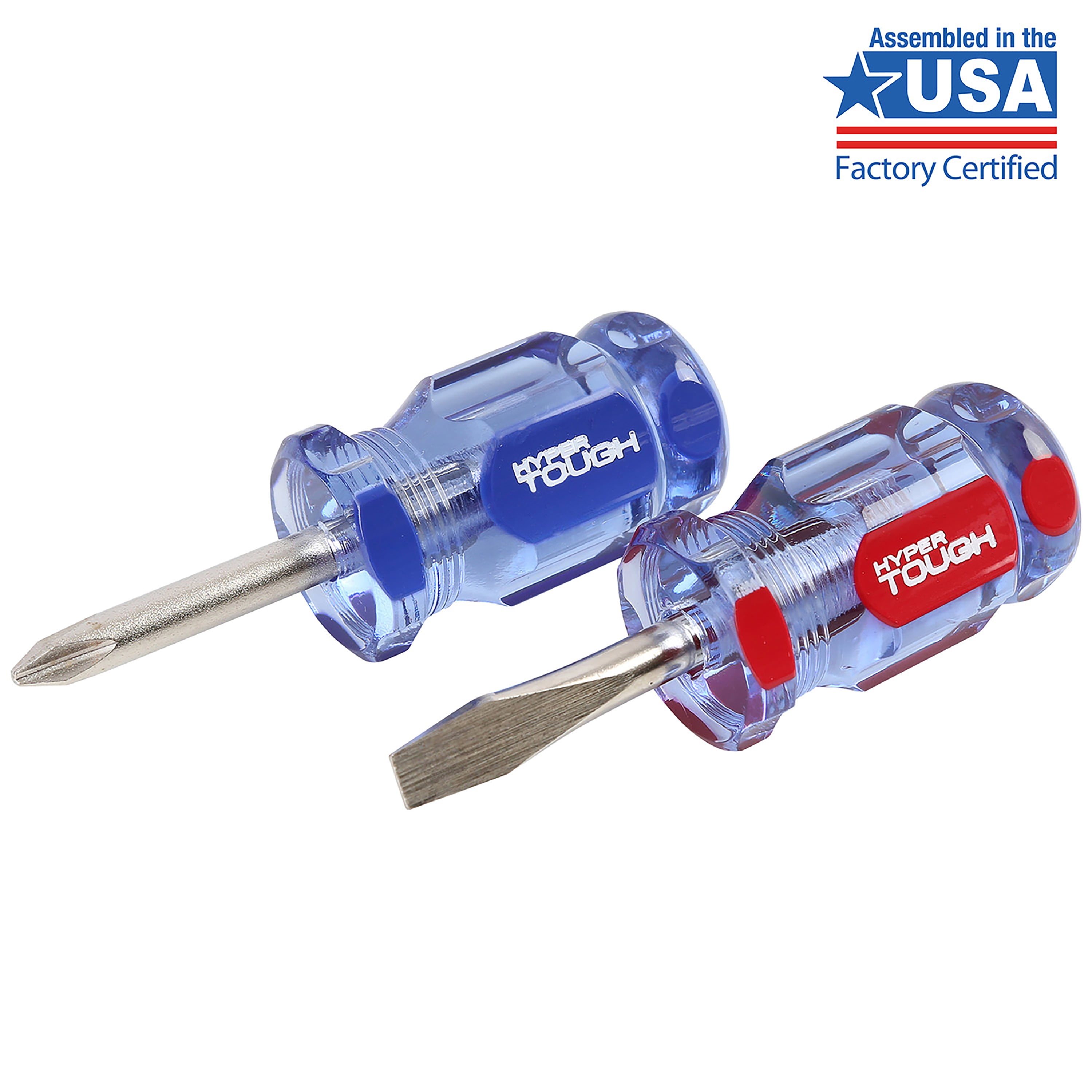 Hyper Tough 2Piece Stubby Acetate Handle Screwdriver Set