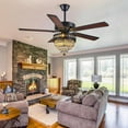 thumbnail image 6 of YIOSI 52" Crystal Ceiling Fan with Lights & Remote, Noiseless Copper AC Motor, LED Retro Chandelier, Farmhouse Lighting for Living Room, Bedroom, Dining Room, Energy-Efficient, Timer, Modern Fan, 6 of 9