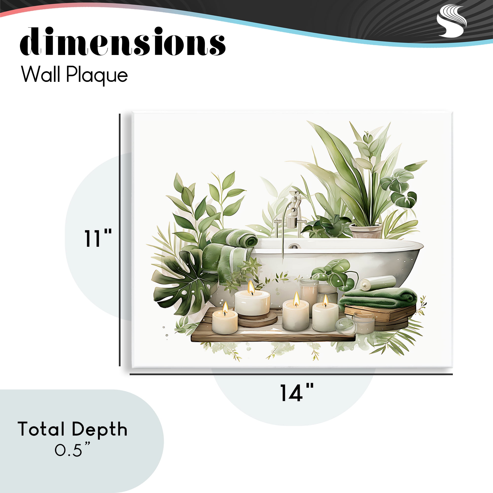 Tropical Zen Bathtub Wall Plaque Art, design by Lettered and Lined