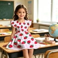 thumbnail image 5 of Bjutir Girl'S Dress Strawberry Print Fly Sleeve Dress Leisure Crewneck Dresses For Party Wear, Size 2-11 Years, Pink, 5 of 7