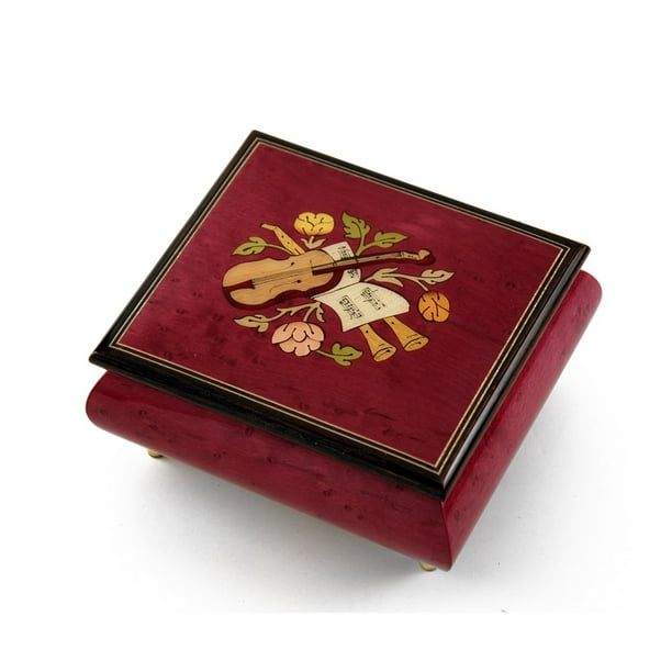 Inspiring Red Wine Music Theme With Violin Wood Inlay Music Box Pearly Shells Walmart Com Walmart Com