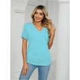 thumbnail image 2 of Womens T Shirts V Neck Short Sleeve Casual Loose Tees Tops Trending, 2 of 5