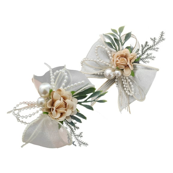 Soimiss Floral Corsage Wristlets Plastic 2Pcs