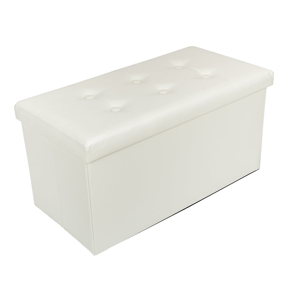 Storage Ottoman Bench, Leather Rectangle Fold Storage ...