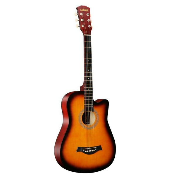 38'' Full Size Adult 6 Strings Cutaway Folk Acoustic Guitar for Students  Beginners (Sunset) 