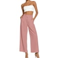 thumbnail image 5 of Hesxuno Dress Pants for Women Business Casual Pockets Pant Straight Wide Leg Pleated Trousers Office Work Formal Trousers Pink XXL, 5 of 7
