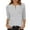 Grey, variant on MIXUE Womens Summer Tops Summer Solid Color Round Neck Hollow Out 3/4 Sleeve Slim Casual Comfortable T-shirts Holiday Wear,White,S