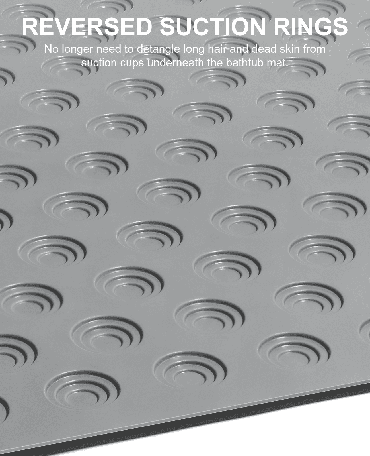 OTHWAY No Suction Cup Bath Mat: 39x16inch Extra Long Bathmat, Machine Washable, Made of Nature Rubber, Protect Your Bathtub (Dark Gray)