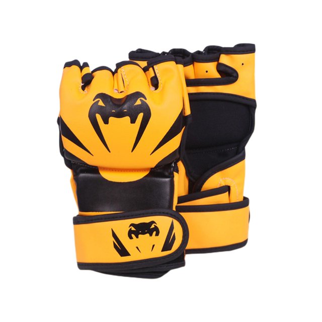 Guantes de MMA, guantes de kickboxing, transpirables, ligeros, para entrenamiento de lucha y artes marciales. Naranja