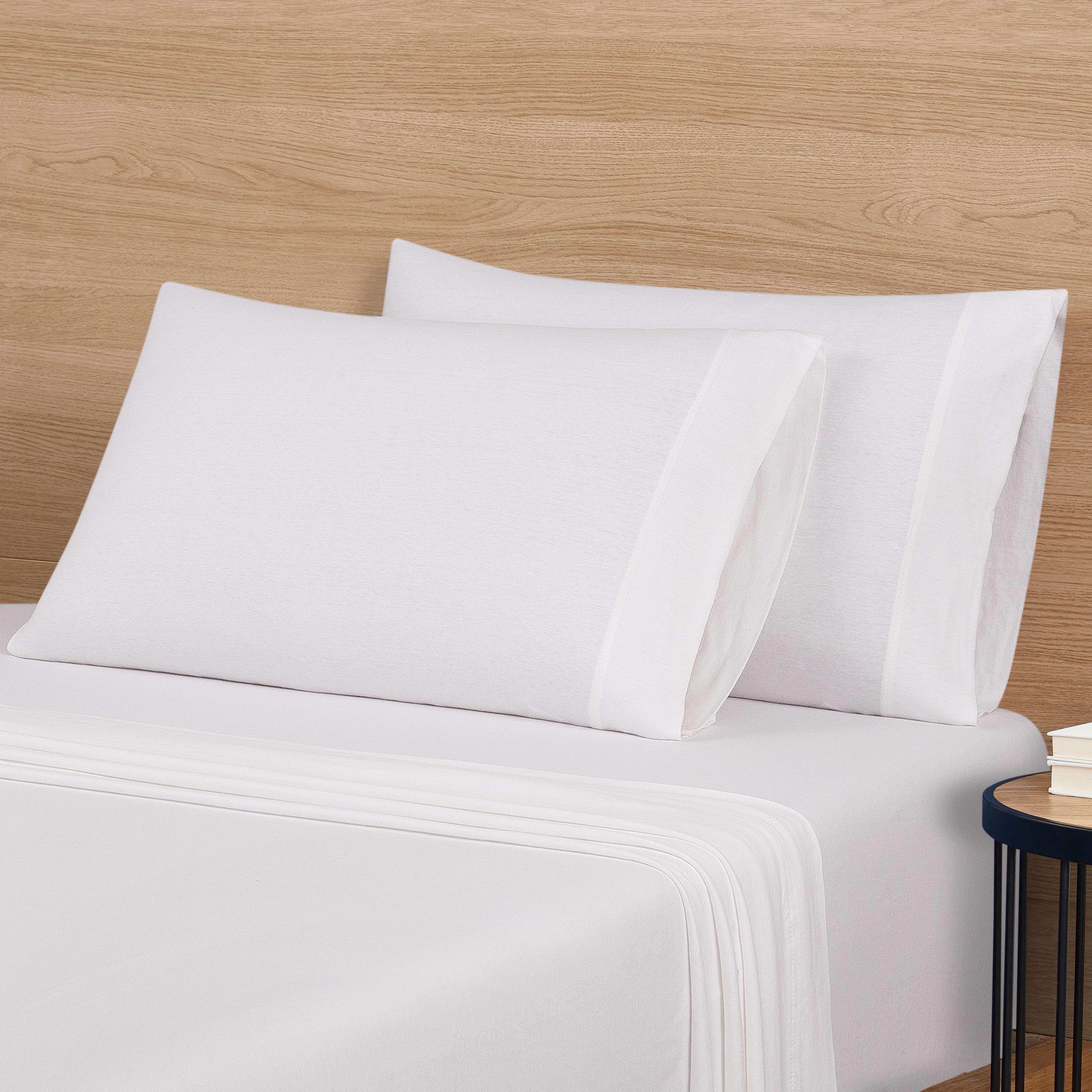Mainstays Extra Soft Jersey Bed Sheet Set, Queen, Arctic White, 4 Pieces